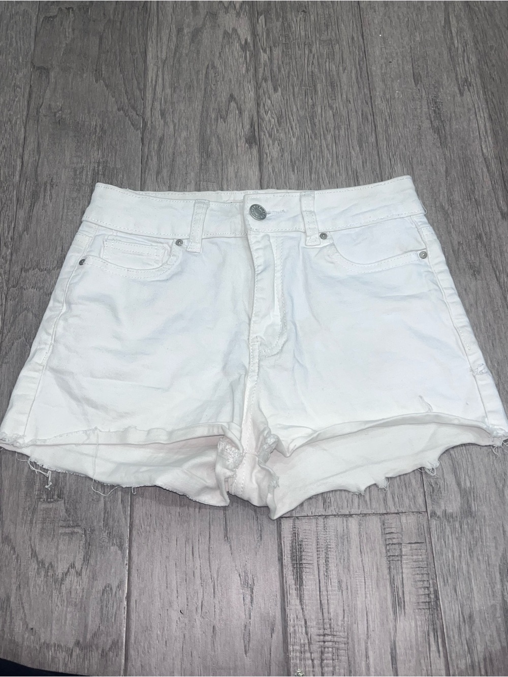 White High Rise Jean Shorts